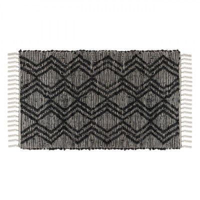 Covoraș Decorativ Zigzag, 110x60cm, Negru, Ecru, Piele Artificială foto