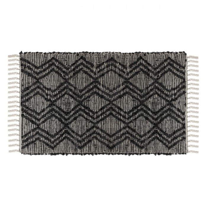 Covoraș Decorativ Zigzag, 110x60cm, Negru, Ecru, Piele Artificială