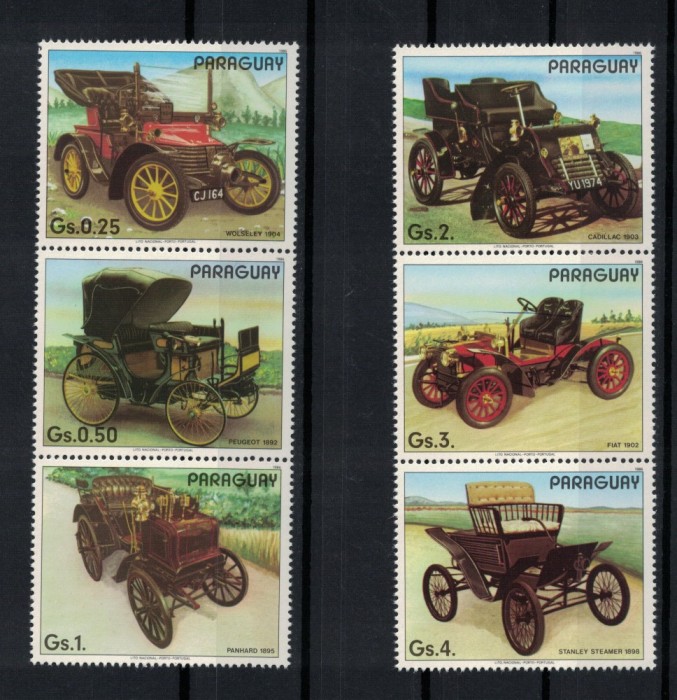 PARAGUAY 1986 - Masini de epoca / serie completa MNH