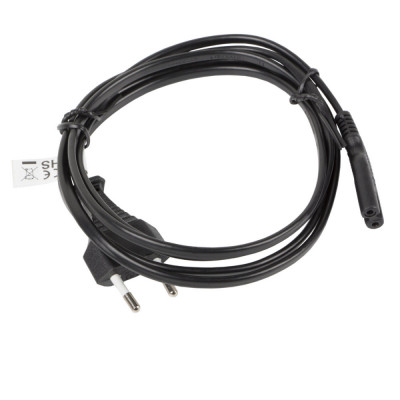 Cablu de alimentare TV radiocasetofon, lungime 1.8m, VDE, Lanberg 40981, Euro, CEE 7 16 la IEC 320 C7, 2 pini, 10A, negru foto