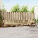 vidaXL Set de canapele de exterior cu pernă 4 pcs Alb și Bej Poliester 3386527