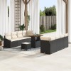 Set de sofa pentru gradina Gossi cu 11 piese si perne negru poliratan acacia, sofa pentru gradina Gossi cu 2 piese si perne negru poliratan, set pentr