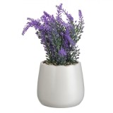 Ghiveci Decorativ Ceramic, Lavanda Artificială, Alb, Diametru 11cm, &Icirc;nălțime 24cm, Oem