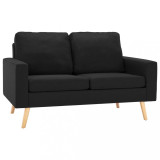 Canapea cu 2 locuri, negru, material textil, Canapele fixe, Din stofa, vidaXL