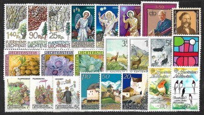 C4038 - lot timbre nestampilate Lichtenstein 1986 anul complet foto