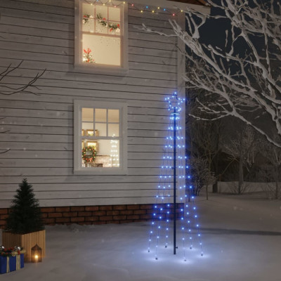 vidaXL Brad de Crăciun, 108 LED-uri albastre, 180 cm, cu țăruș, foto