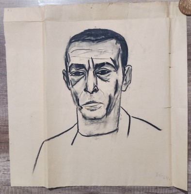 Portretul criticului de teatru Radu Popescu// carbune/hartie, Ion Alin Gheorghiu foto