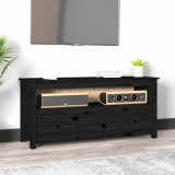 Comoda TV, negru, 114x35x52 cm, lemn masiv de pin GartenMobel Dekor, vidaXL
