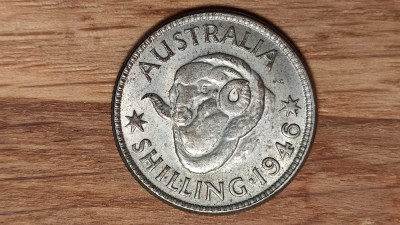 Australia -moneda de colectie- 1 shilling 1946 argint -George VI- xf+/aunc foto