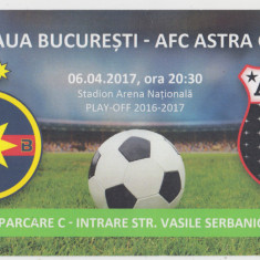 M5 - BILET ACCES PARCARE - FCSB STEAUA - ASTRA GIURGIU - 06 04 2017