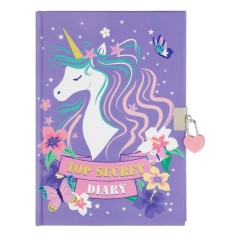 Agenda A5 Unicorn, Model Cu Lacăt, Culoare Lila, File 80, Copertă Dura