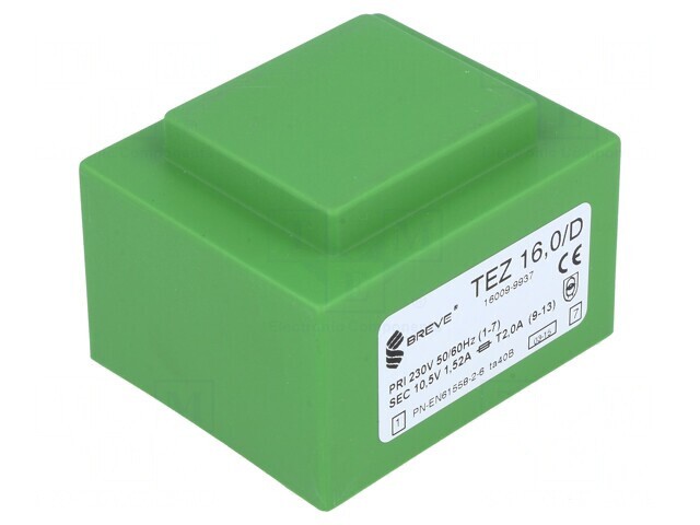 Transformator &icirc;ncapsulat 16VA 230V 10.5V PCB