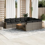 Gossi set canapele de gradina cu perne, 11 piese, negru, poliratan
