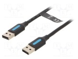 Cablu USB 2.0 VENTION USB A la USB A, 0,5m, negru, dublu ecranat, nichelat
