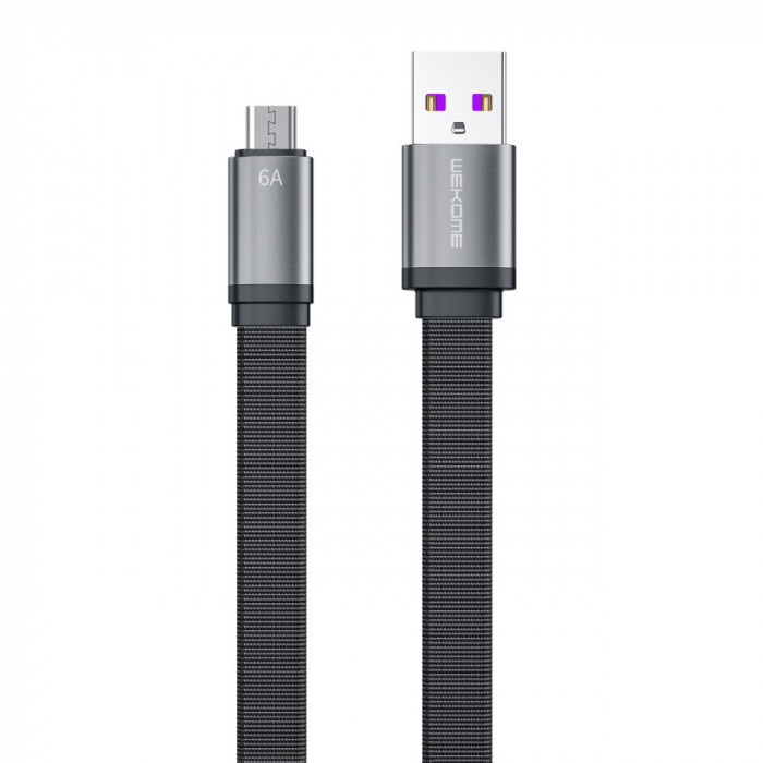 Cablu de date si incarcare plat 1.3m Micro USB 6A -WDC-156
