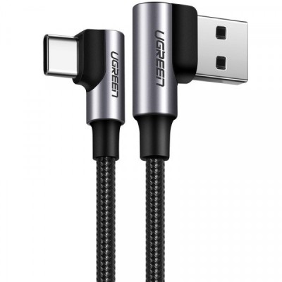 Cablu Date si Incarcare USB-A - USB-C UGREEN US176 Angled, 60W, 2m, Negru foto