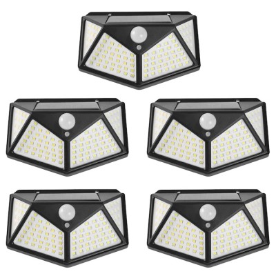 Set 5 Lampi Solare de exterior, APF, 100 LED SMD, Cu Senzor de miscare si lumina, 3 moduri de functionare foto