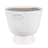 Cumpara ieftin Set 2 ghivece flori ceramica alba Face 17x15 cm