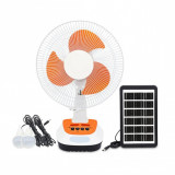 Ventilator solar, acumulator, Lumina LED, Bec, USB, Cablu incarcare, 30CM,
