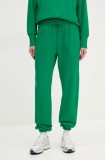 Adidas pantaloni de trening din bumbac ALL SZN femei, culoarea verde, neted, JD4724