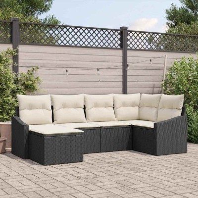 vidaXL Set de canapele pentru grădină 6 pcs Negru Rattan poli 3346787 foto