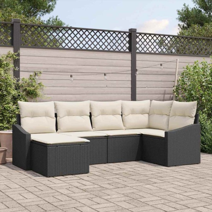 vidaXL Set de canapele pentru grădină 6 pcs Negru Rattan poli 3346787
