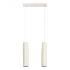 Lampă Suspendată Karbon Bej Aluminiu Cu 2 Becuri Tub Minimalistă De Interior.