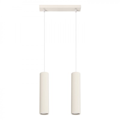 Lampă Suspendată Karbon Bej Aluminiu Cu 2 Becuri Tub Minimalistă De Interior. foto