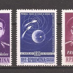 RO 1962, LP 547 - PRIMUL ZBOR IN GRUP - VOSTOK 3 SI 4, MNH