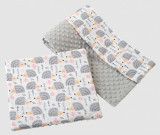 Set paturica 75x100 cm si perna 35x30 cm Nichiduta Minky Grey hedgehogs