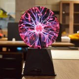 Cumpara ieftin Glob luminos cu plasma, senzor atingere, efect fulger, diametru 10 cm