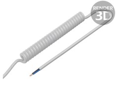 Cablu spiralat 2x0,75mm2 neecranat PUR alb 300V 1m SIMECH