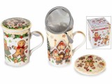 Set 2 cani Craciun Turta Dulce cu infuzor, cutie cadou &Oslash; 8 cm x 11,5 H, 300 ml