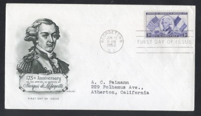 United States 1952 Lafayette FDC K.513 foto