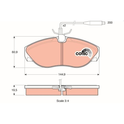 Placute frana Citroen Jumper I Box (230l) 02.94-04.02, Jumper I Box (244) 04.02-, Jumper I Bus (230p) 02.94-04.02, Jumper I (230) 03.94-04.02, Jumper