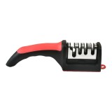 Aparat pentru Ascutit Cutite, Knife Grinder cu Maner Anti Alunecare, 4 in 1 pentru cutite si foarfece, negru cu maner rosu