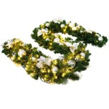 Ghirlanda decorativa craciun cu globuri si funde argintii, flippy, 2,70 m, verde