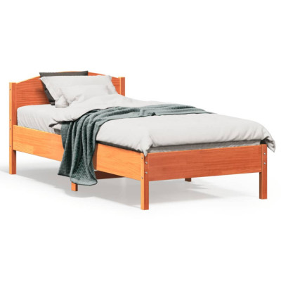 Cadru de pat cu tablie, maro ceruit, 90x190 cm, lemn masiv pin GartenMobel Dekor foto