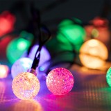 Instalație Lumini, Globuri LED Crăciun, 15 Becuri, Baterii, Multicolor, Cable Verde, 1.7m, Oem