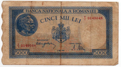 Bancnotă 5000 lei - Republica Socialistă Rom&amp;acirc;nia, 1944 foto