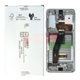 LCD+Touchscreen cu Rama Samsung Galaxy S20 / G980 WHITE Original Service Pack