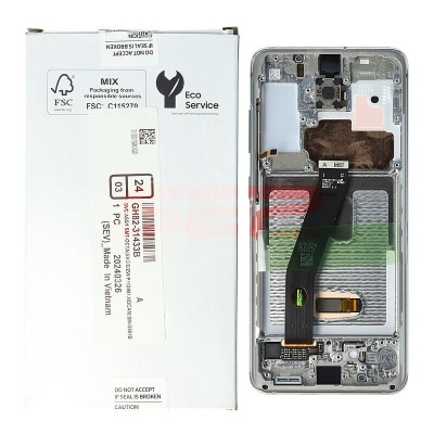 LCD+Touchscreen cu Rama Samsung Galaxy S20 / G980 WHITE Original Service Pack foto