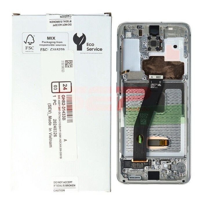 LCD+Touchscreen cu Rama Samsung Galaxy S20 / G980 WHITE Original Service Pack