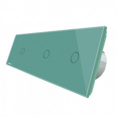 Intrerupator triplu cu touch Livolo din sticla verde, VL-C701/C701/C701-18 foto