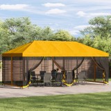 vidaXL Pavilion cu panouri laterale 6 x 3 m Galben Poliester și oțel 3376001