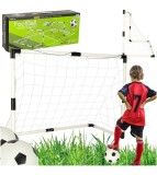 Set 2 porti de fotball 2 &icirc;n 1 pentru copii cu minge si pompa, 95x48x70cm