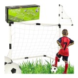 Set 2 porti de fotball 2 &icirc;n 1 pentru copii cu minge si pompa, 95x48x70cm