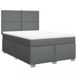 Cumpara ieftin Pat continental cu saltea, gri inchis, 160x200 cm, tesatura