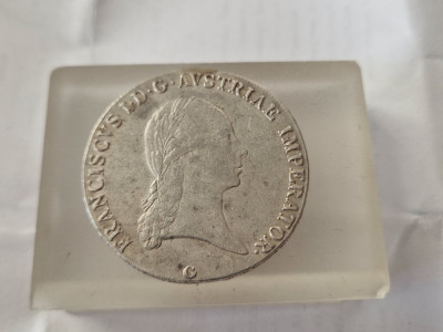 Austria Thaler Franz I-Francisc 1821 G-Baia-Mare-Argint-Moneda a fost Agatata!! foto