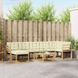 vidaXL Set de canapele de exterior cu pernă 8 pcs Alb și crem 3389704